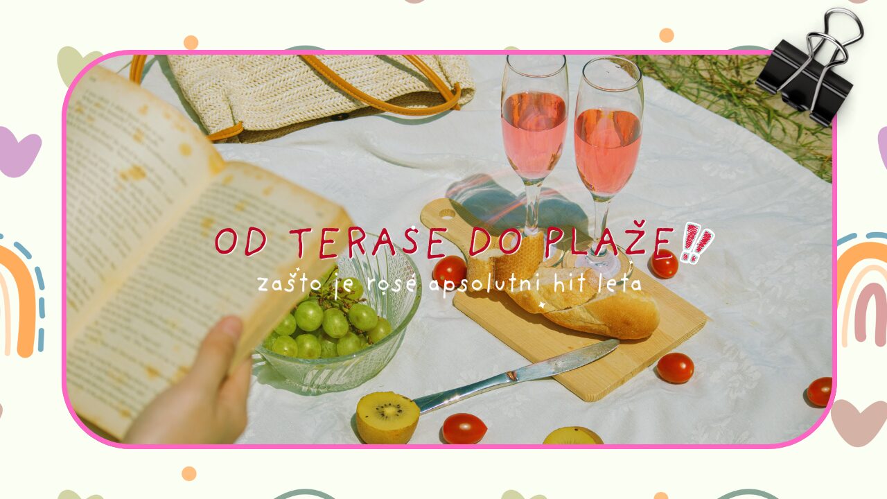 Rosé vino u čaši na stolu tokom letnjeg dana